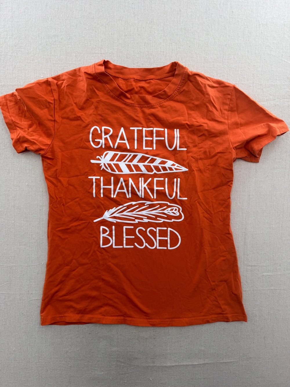 Grateful Thankful Blessed Orange Graphic Tee